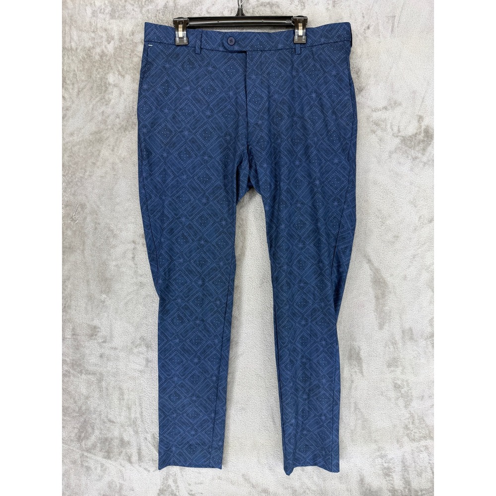 Peter Millar Crown Crafted Mens 36x34 Navy Geometric Diamond Stretch Pants 36x31